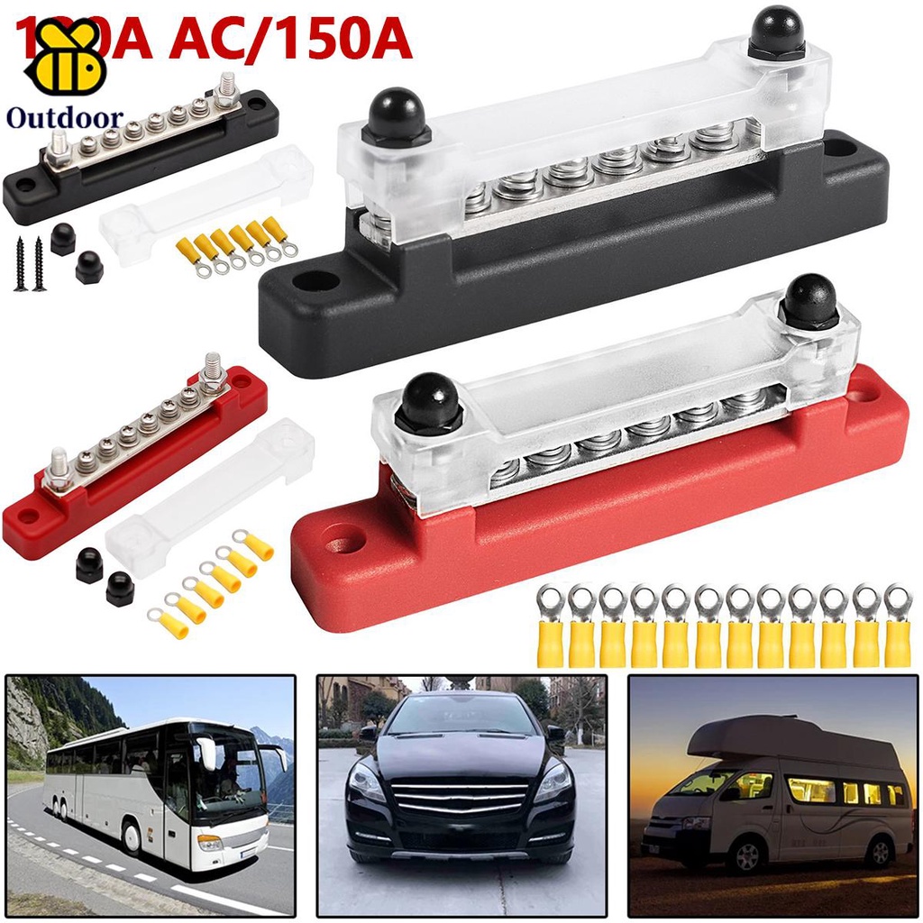 150A Bus Bar Terminal Block – 300VAC / 48VDC, Mit M8x6 Schrauben, Aus Nylon, Edelstahl & Messing, Für Auto & Boot
