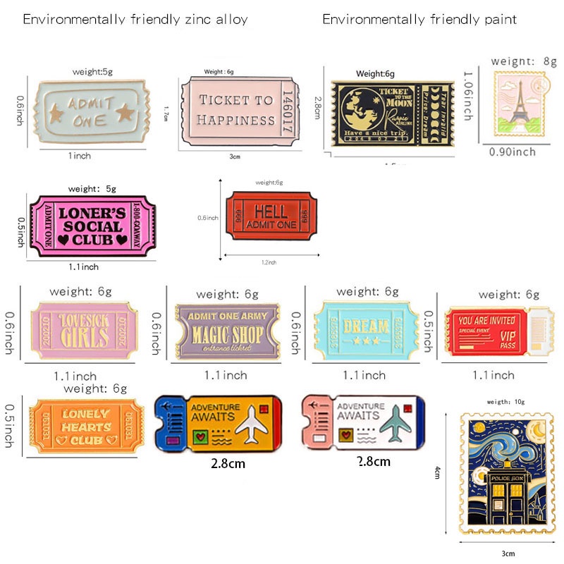 Airline Ticket Enamel Pin Brooch Magic Shop Movie Ticket Lonely Club ...