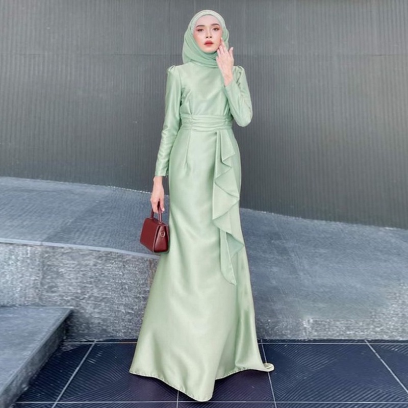 green grey bridesmaid dresses Mismatched Dusty Sage Satin Mermaid Long Cheap Custom Bridesmaid Dresses,  GRB0124 main image 1