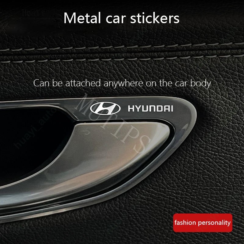 Hyundai Car Logo Metal Sticker 3D Creative Decoration Automobile Window ...
