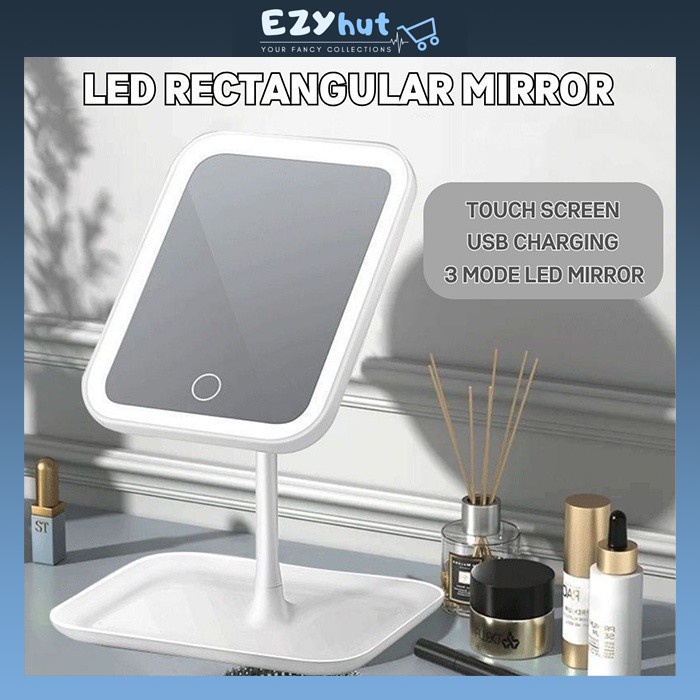 3 Modes Rechargeable LED Desk Mirror Dressing Table Mirror Beauty Makeup Mirror Fill Light
