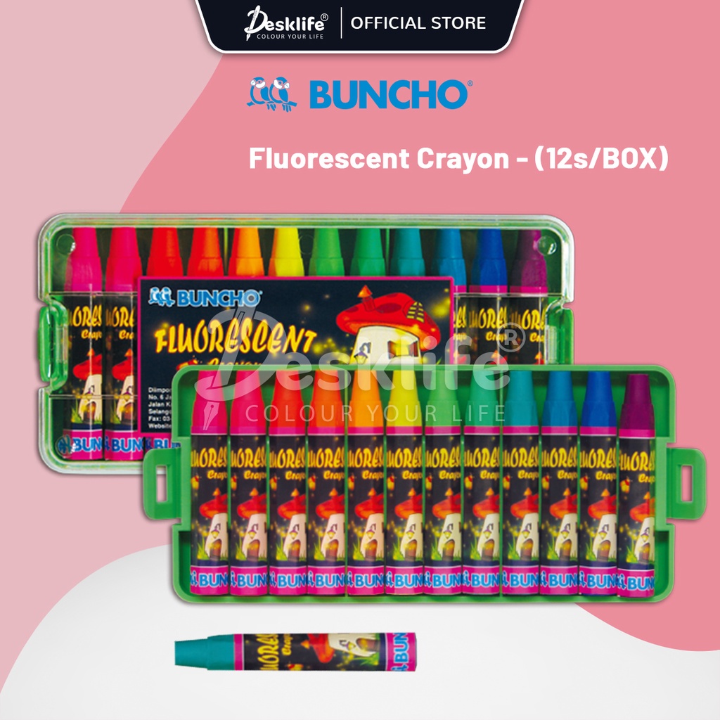 Desklife Buncho Crayon Bright Fluorescent Oil Pastel Crayon Colour (12s/BOX) Kids Art Krayon