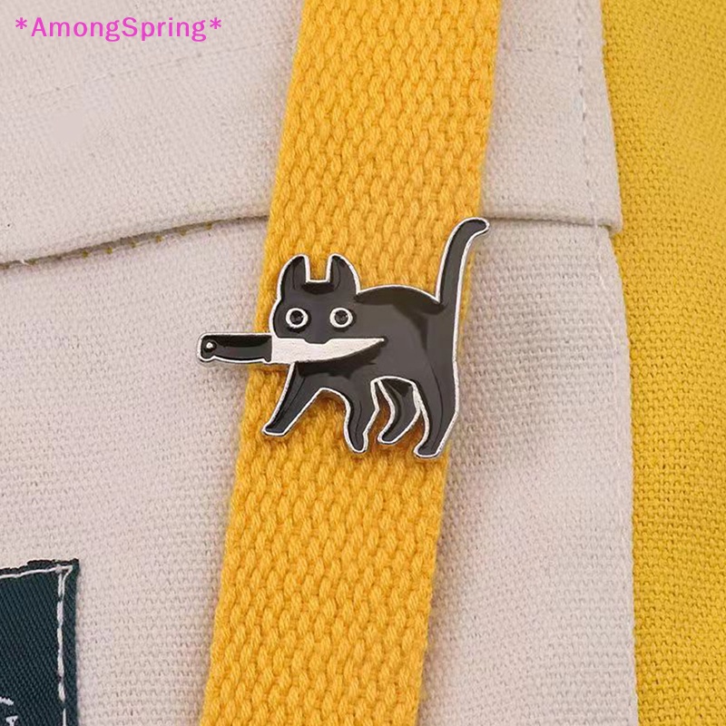 AmongSpring> Cartoon Black Cat Modeling Pop-Enamel Brooch Pin Fashion ...