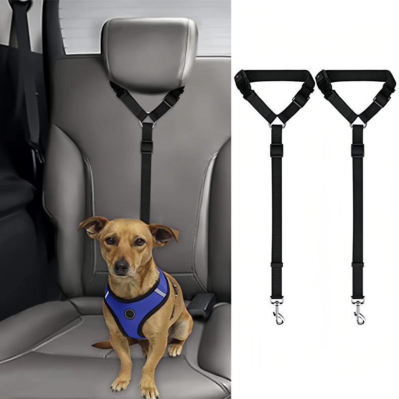 1PC Solid Color Twoinone Pet Car Seat Belt Nylon Lead Leash Backseat