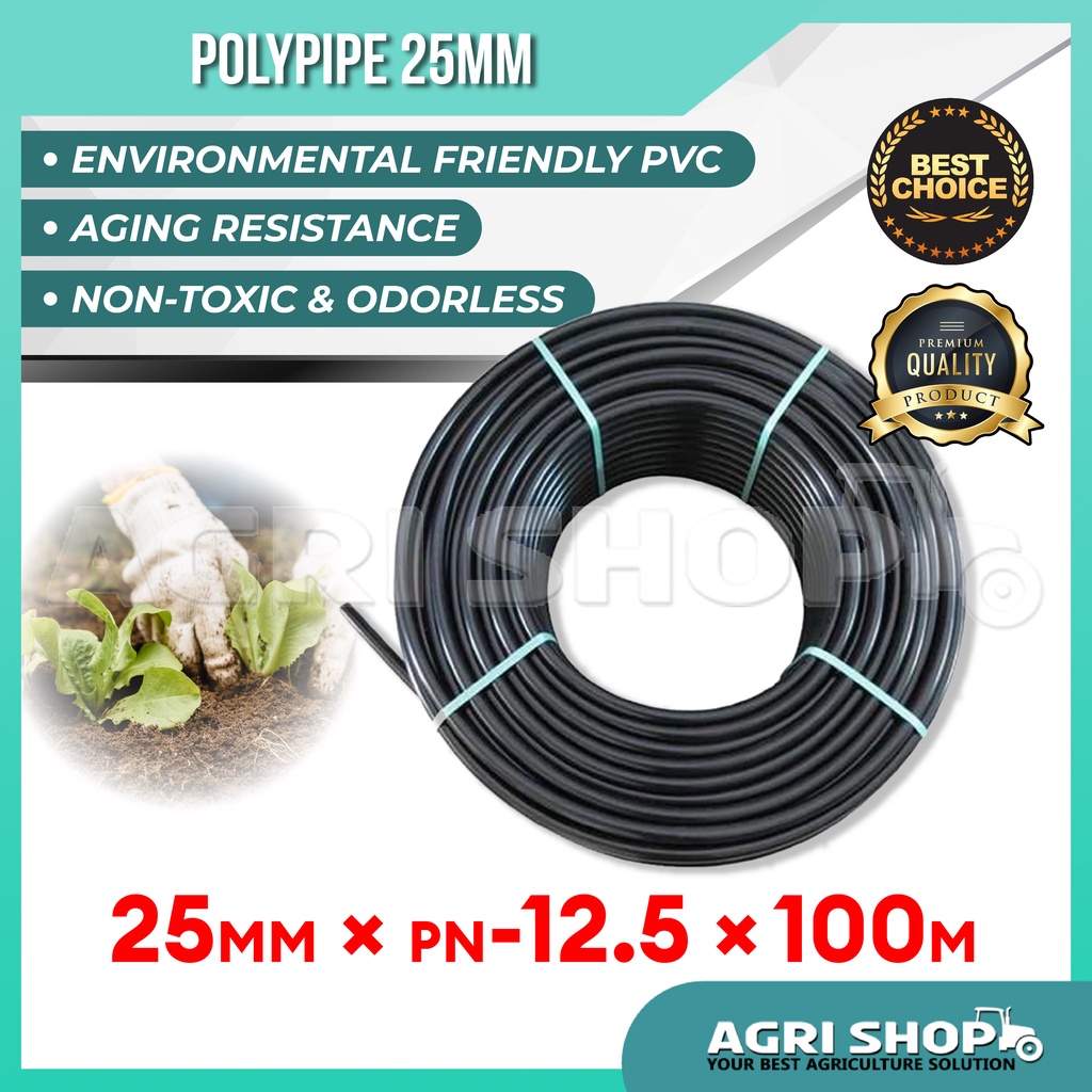 HDPE / POLY / PP BLACK Poly Pipe Roll Polypipe 3/4" 25MM x