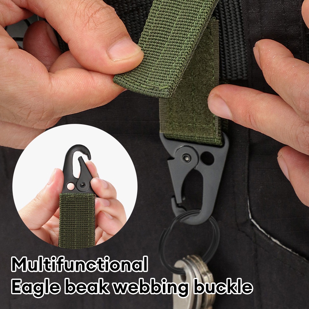 Tactical Key Ring Belt Holder Nylon Clips with Hooks Keychain Carabiner