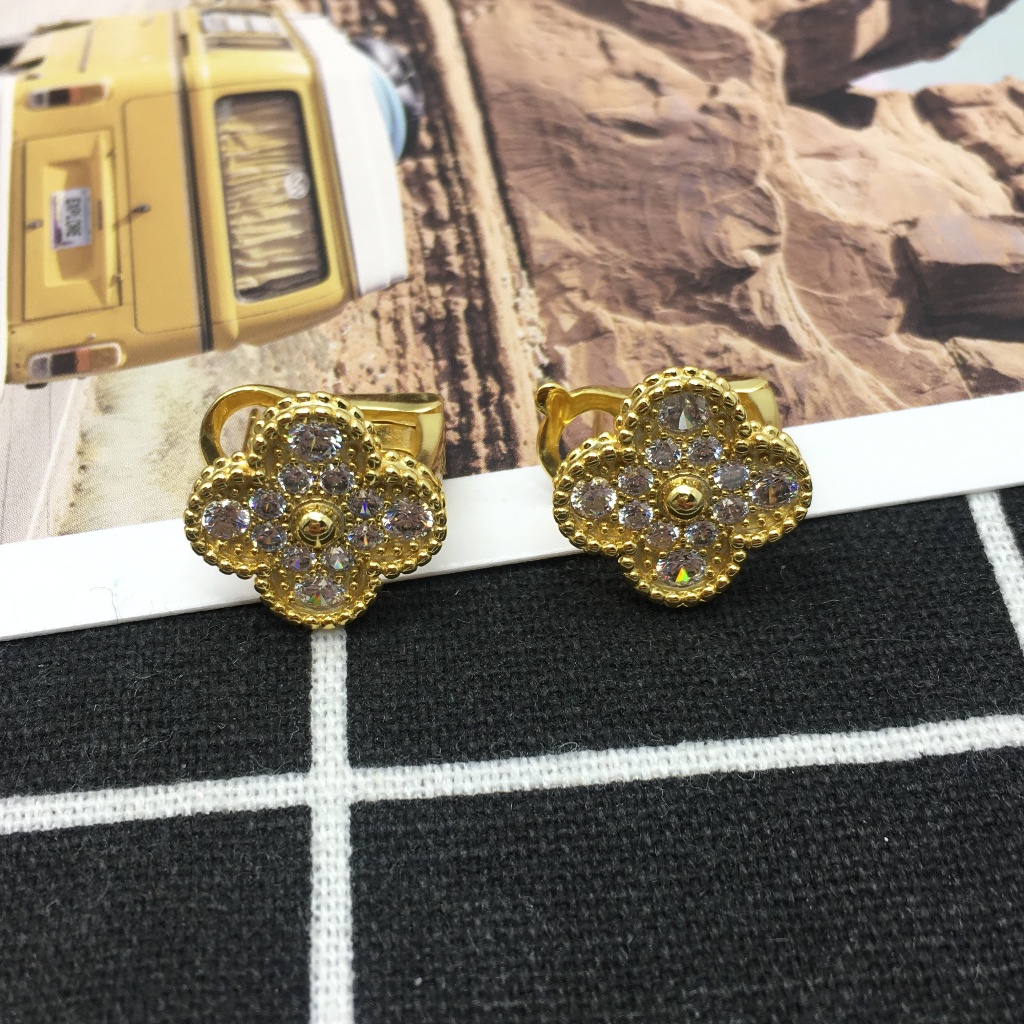 Van 18k Four Leaf Clover Gold plated VCA classic 15mm Vintage Alhambra ...