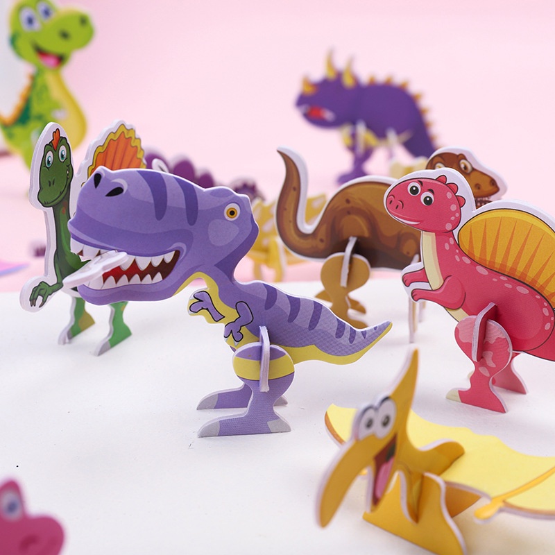 Children Paper Dinosaur Three-Dimensional Small Puzzle Cute Cartoon ...