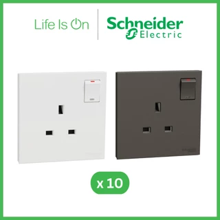 Schneider AvatarOn C 13A Switch Socket Outlet with SIRIM ( Dark Grey | White ) (10 PCS)