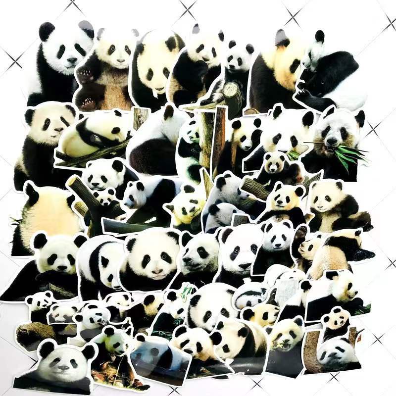 50 pcs Panda Stickers, 熊猫花花/福宝/香香/暖暖/谊谊 Luggage Notebook Handbook ...