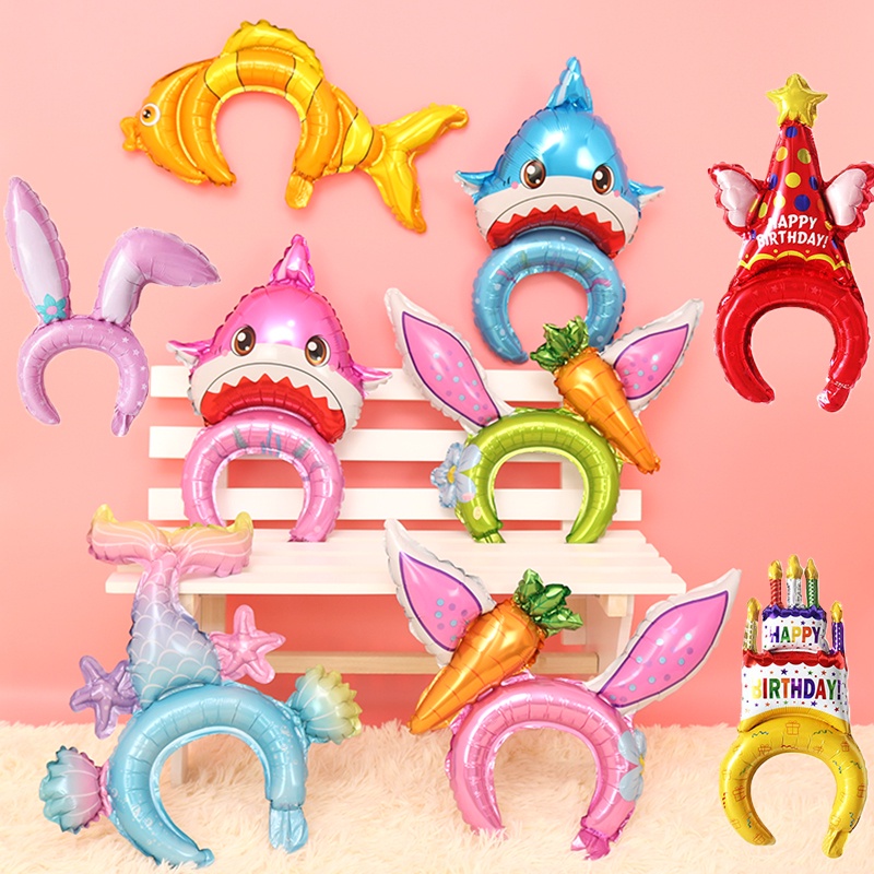 [Ready Stock] (1Piece) Cartoon Rabbit Shark Shape Inflatable Hairband ...