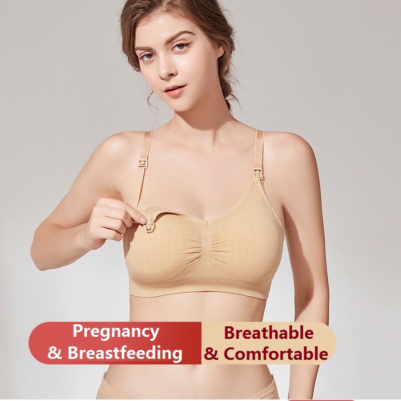 Women Nursing Bra Full Pregnancy Universal Front Open Buckle Breastfeeding  Underwear Breathable Removable Chest Pad Maternity Bra