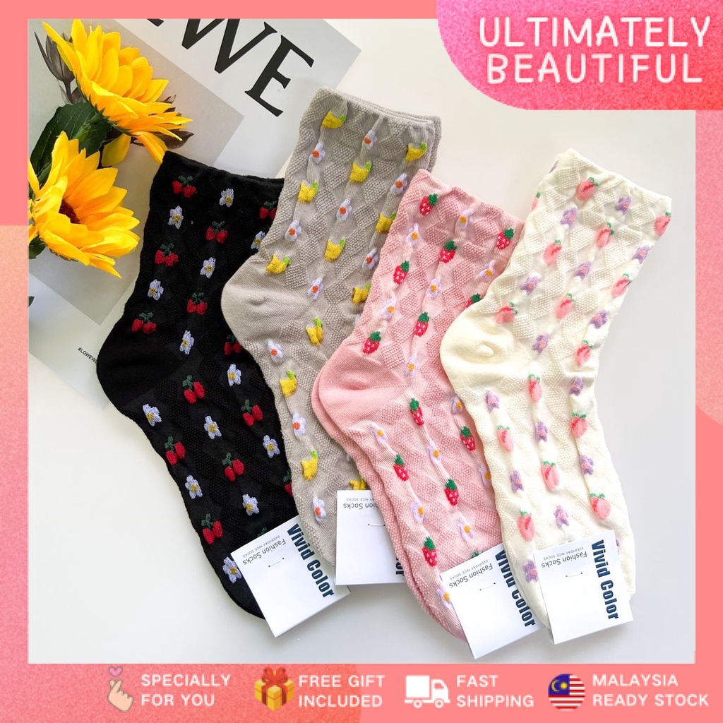 [Vivid Color] Ultimately Beautiful 1 Pair Fruit Sock Korea Socks Women ...