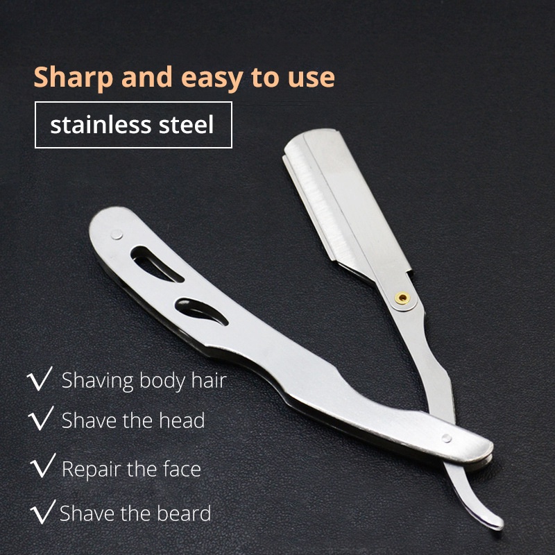 Vintage Straight Razor Foldable Handle 420 Stainless Steel Shaving ...