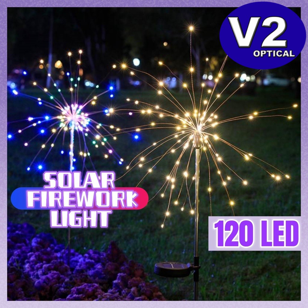 Solar Firework Flower Light 2 modes 120 LED Night Sensor Outdoor ...