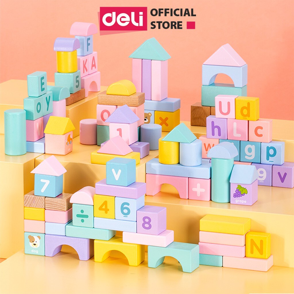 Deli Wooden Puzzle Set Safe Educational Toys Help Children From 2