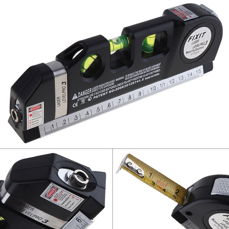 4In1 Multipurpose Spirit Level Laser Horizon Vertical Measure Tape ...