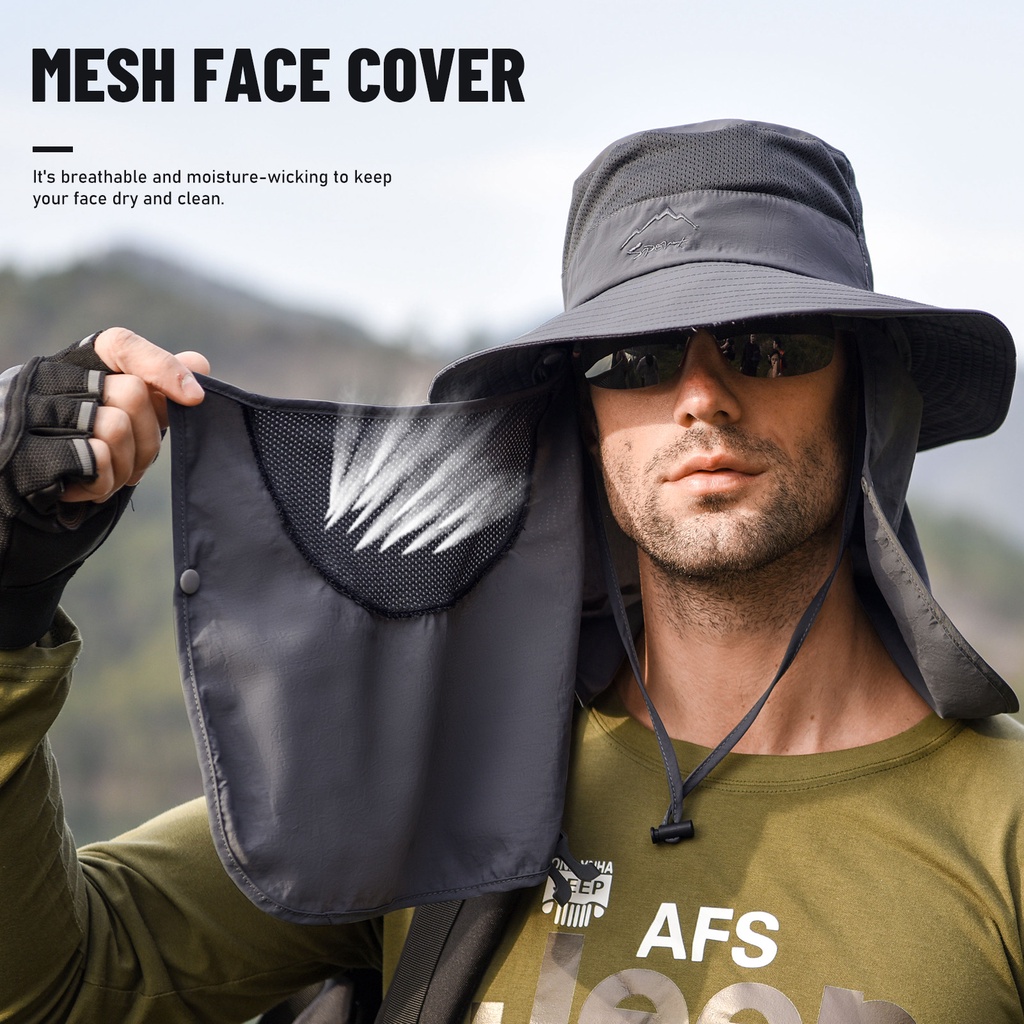 Outdoor Sports Hiking Visor Sun Hat Removable Flap Cover Fishing Sun