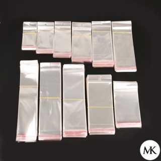 100pcs Transparent Self Adhesive Seal Plastic Storage Bag OPP Poly Pack  Gift Polythene Bag With Hang Hole Retail Packaging Pouch CD Cover