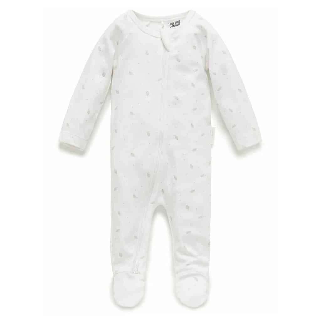 [Hayllo] Purebaby Organic Sleepsuit - Pale Grey Leaf with Spot Print ...