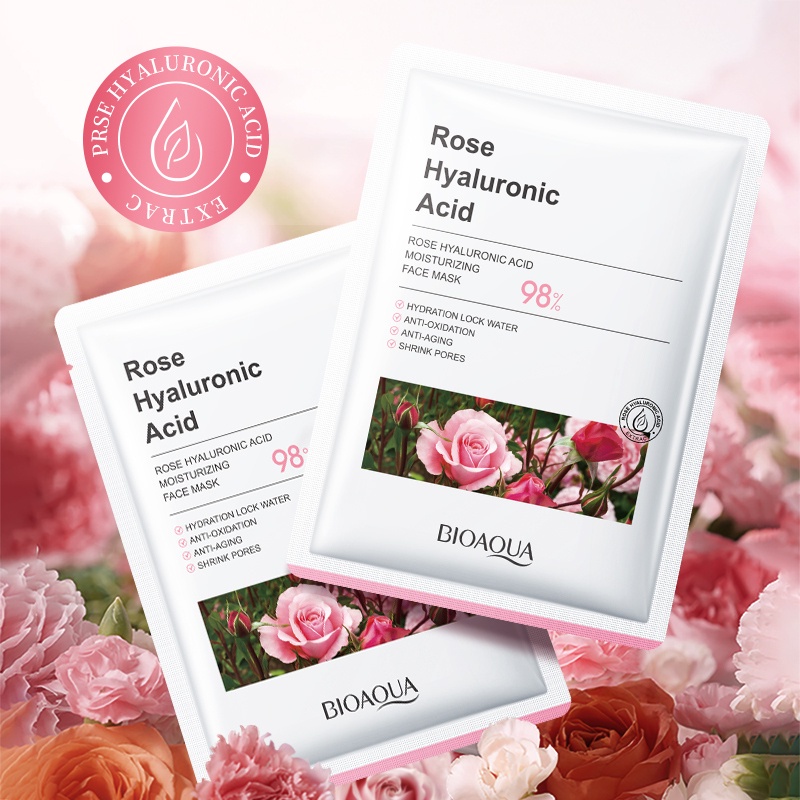 BIOAQUA Rose Hyaluronic Acid Moisturizing Facial Mask Nourishing Hydrating Skin Care Mask