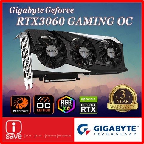 Gigabyte GeForce RTX 3060 GAMING OC 12GB GDDR6 192bit Graphic Card ( GV ...