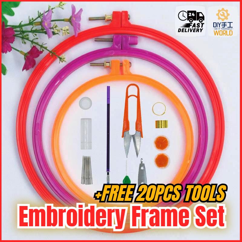 Punch Needle Kit Hoop Set Handmade DIY Embroidery Tools Plastic Cross ...