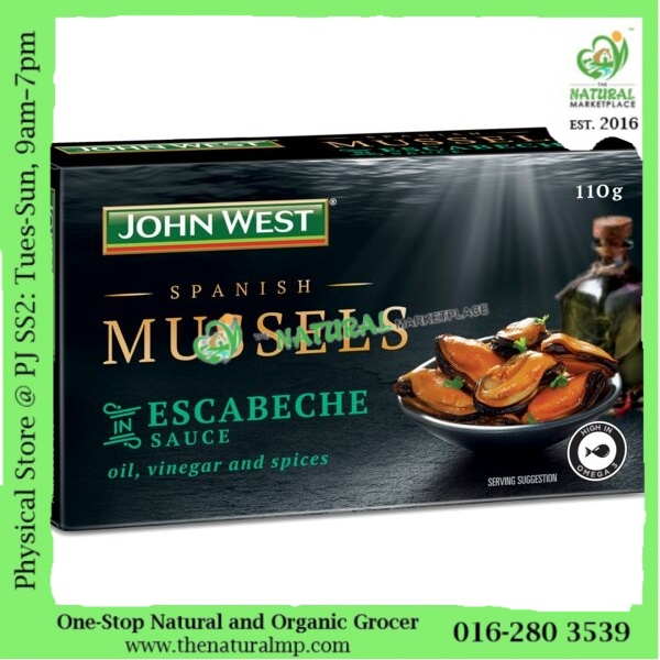 John West Spanish Mussels in Escabeche Sauce Oil, Vinegar & Spices