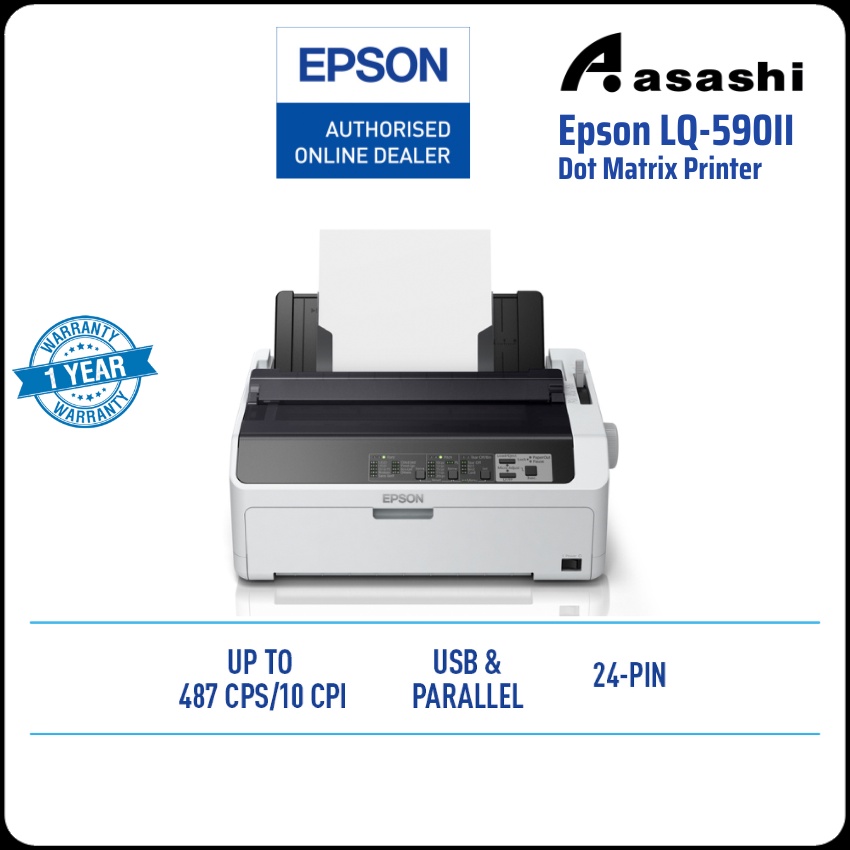 Epson LQ590II Dot Matrix Printer 24pin, 80 columns, 487cps (high