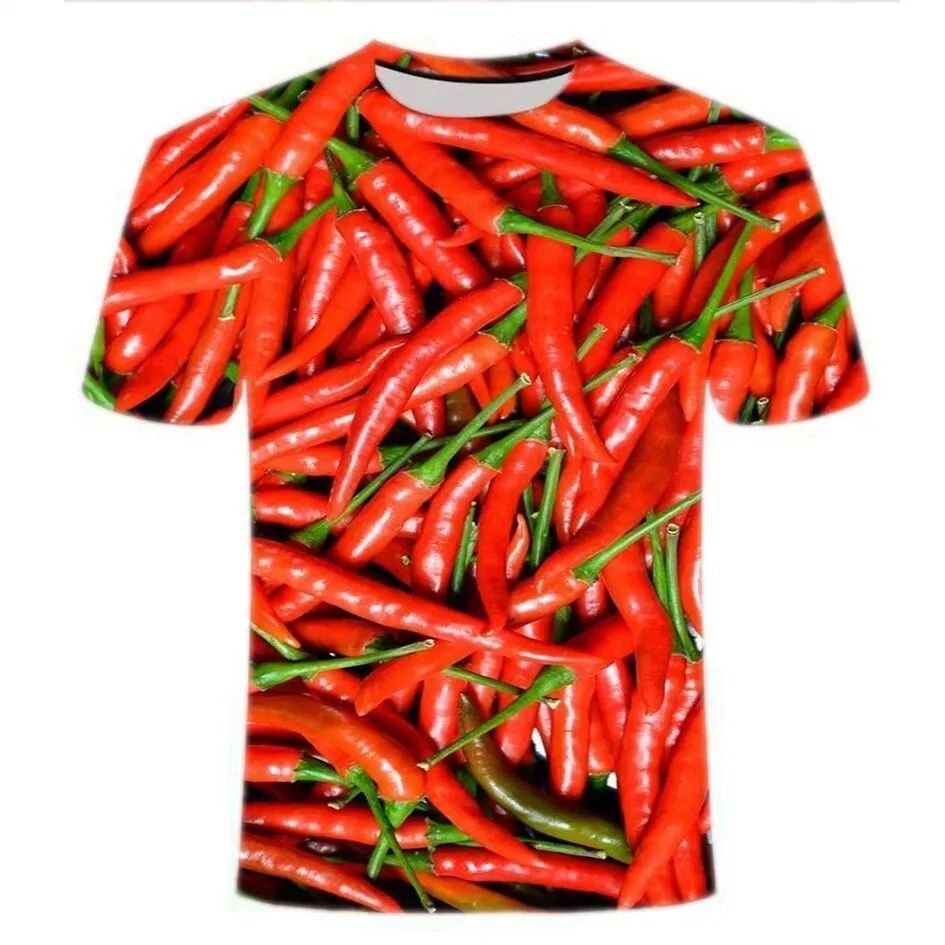 Funny TShirts Food Vegetables Fruit Pepper 3D Print Streetwear Men
