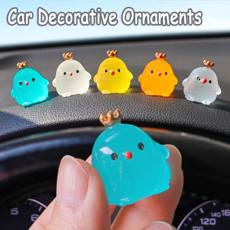 Luminous Chicks Car Decorative Ornaments Cartoon Cute Mini Resin