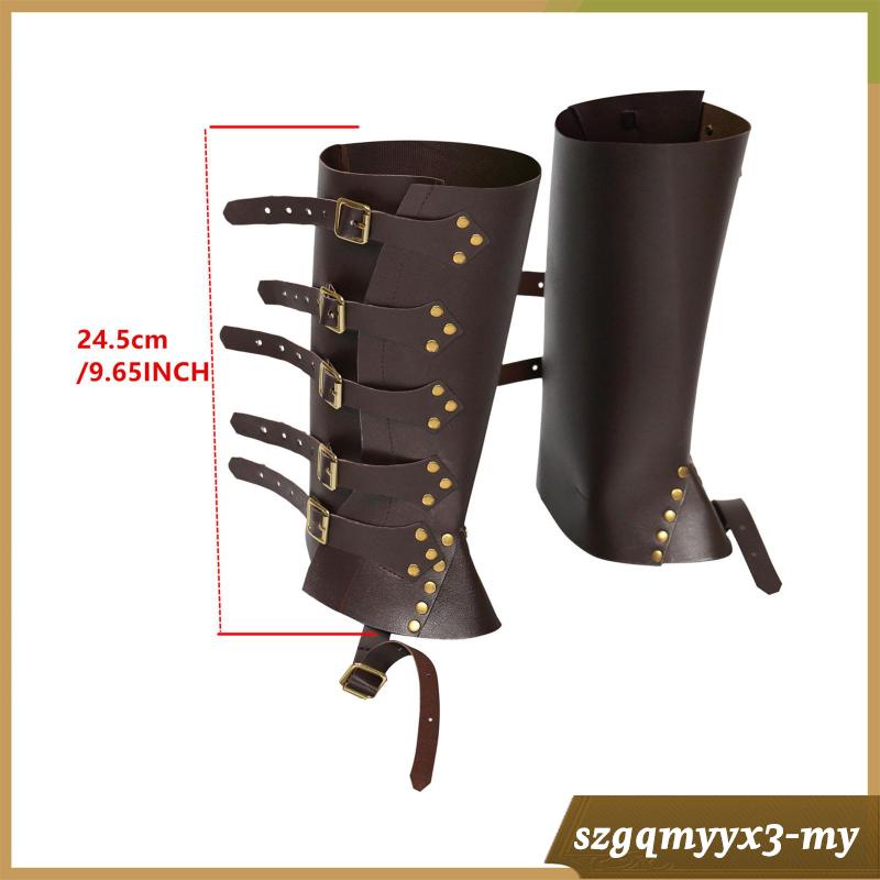[ Faux Leather Medieval Knight Boot Covers Spats Waterproof Leg Guards ...