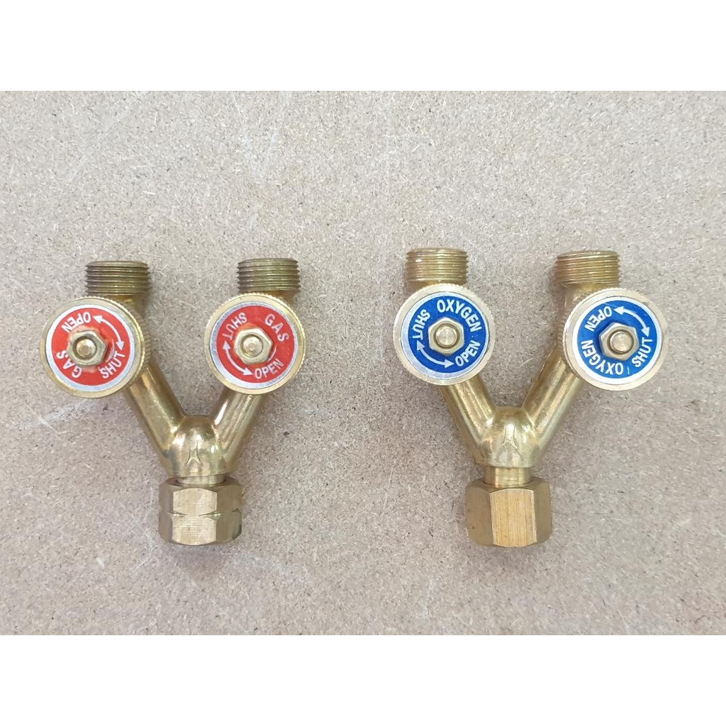 Compressed Gas Twin Outlet Valve For Oxygen Gas (O2) & Acetylene Gas ...