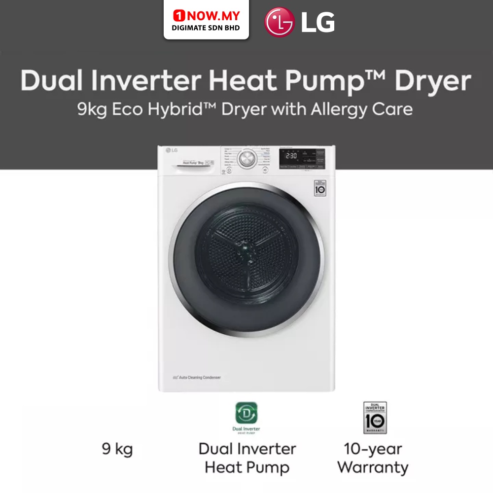LG 9kg Dual Inverter Heat Pump Dryer VDH9066WS (Auto Cleaning condenser) Shopee Malaysia