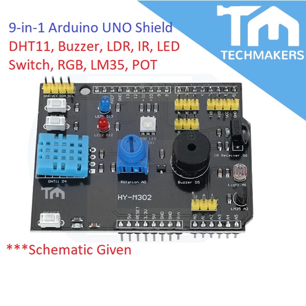 9-in-1 Arduino UNO Sheild (Also work for Mega) Multi-function Expansion ...