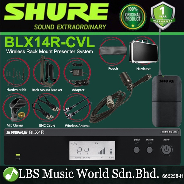 Shure BLX14R/CVL Wireless Rack Mount Presenter Mic System with CVL ...