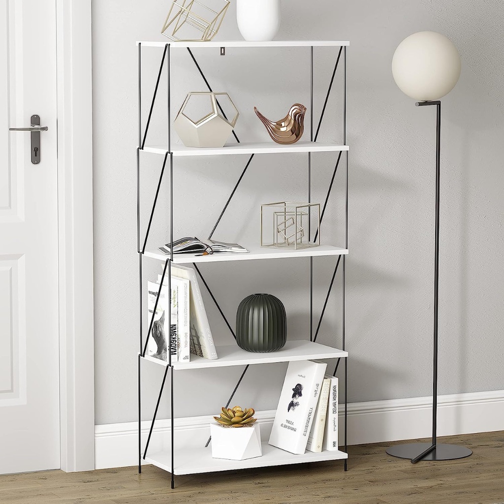 Ezbo Bookshelves Organizer Easy Install 5Tier Bookcase for Living Room