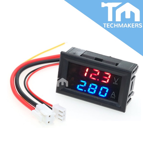 3-Digit 0~100V 10A Dual Display Voltage Current Ampere Meter Digital Voltmeter Multimeter Volt Amp Panel TechMakers