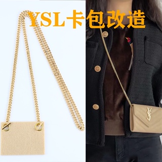 Replica YSL Saint Laurent Monogram Envelope Chain Wallet Grained Leather  Black Silver Hardware Fake From China