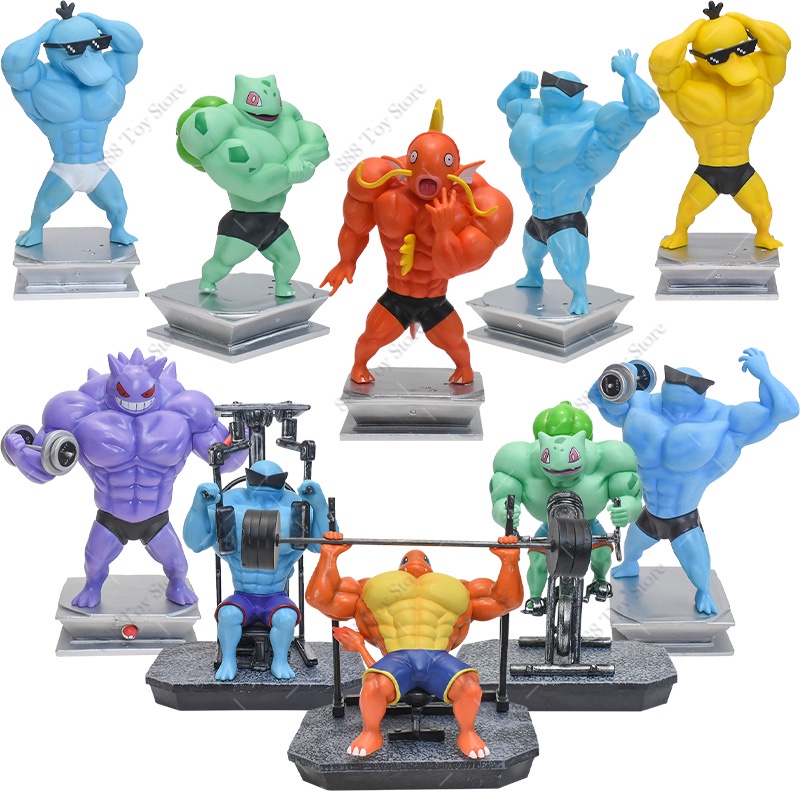 Anime Pokemon Muscle Man Action Figure Charmande Gengar Squirtle ...