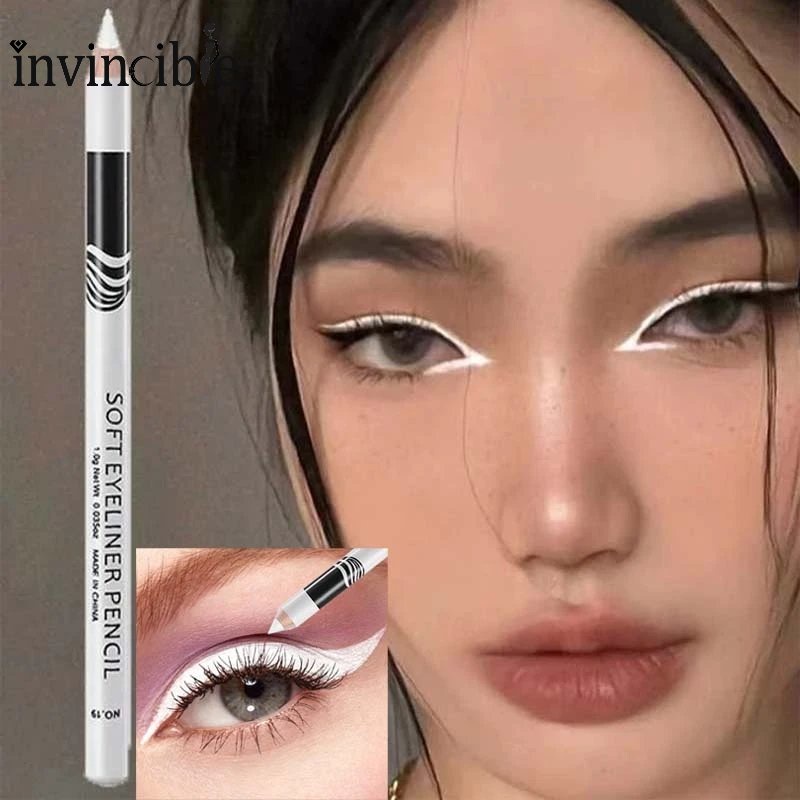 White Eyeliner Pen Long Lasting Ultra Thin Eye Liner Pencil Brighten Highlighter Waterproof 