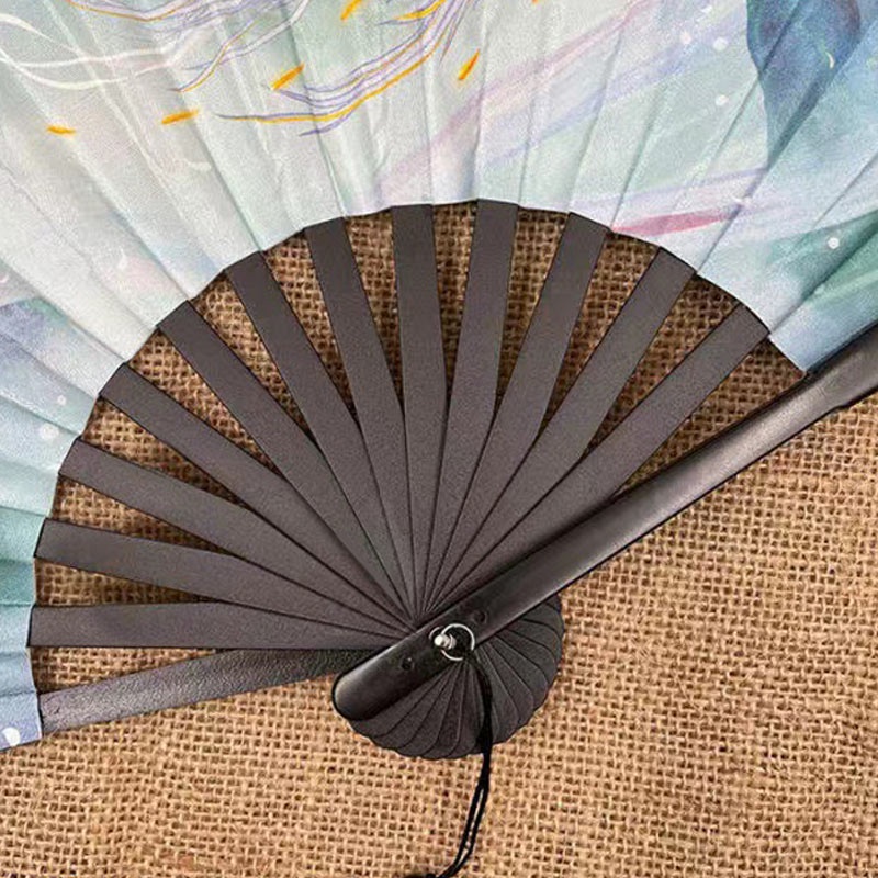 Chinese Style Folding Fan Classical Dancing Cloth Fan Vintage Plastic ...