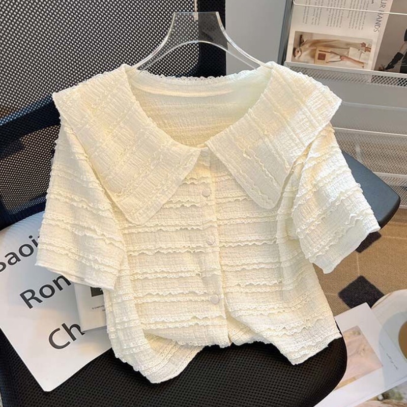 Plain Shirt Women Short Sleeve Chiffon Blouse Summer Fashion Slim ...