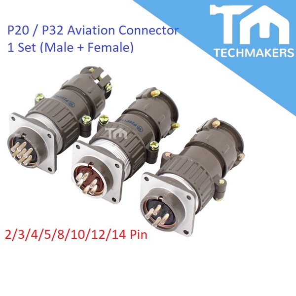 1 Set (Male+Female) of P20 P32 2/3/4/5/8/10/12/14 Power Connector Robust Aviation Plug Socket Industrial Heavy Duty