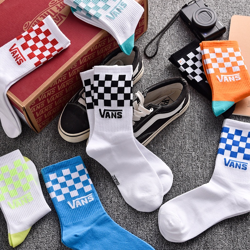 [In stock] 1 pair of plaid socks Cotton men's socks Simple women's socks Contains the same type