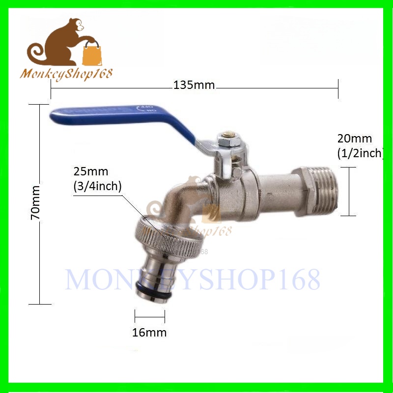 BRASS BALL TAP WASHING MACHINE TAP HEAVY DUTY ( HANDLE RANDOM COLOUR