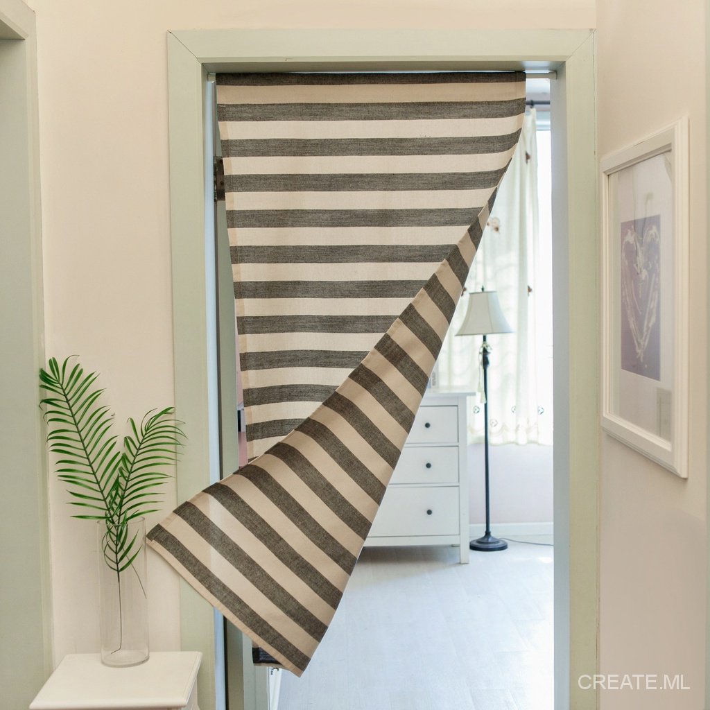 Japanese Style Fabric Stripes Simple Feng Shui Curtain Door Curtain