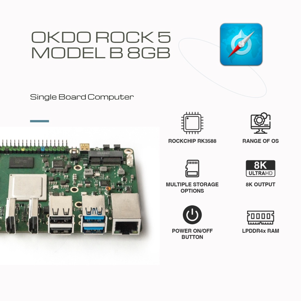 ROCK Pi 5 Model B 8GB Single Board Computer Rockchip RK3588 Arm Cortex ...