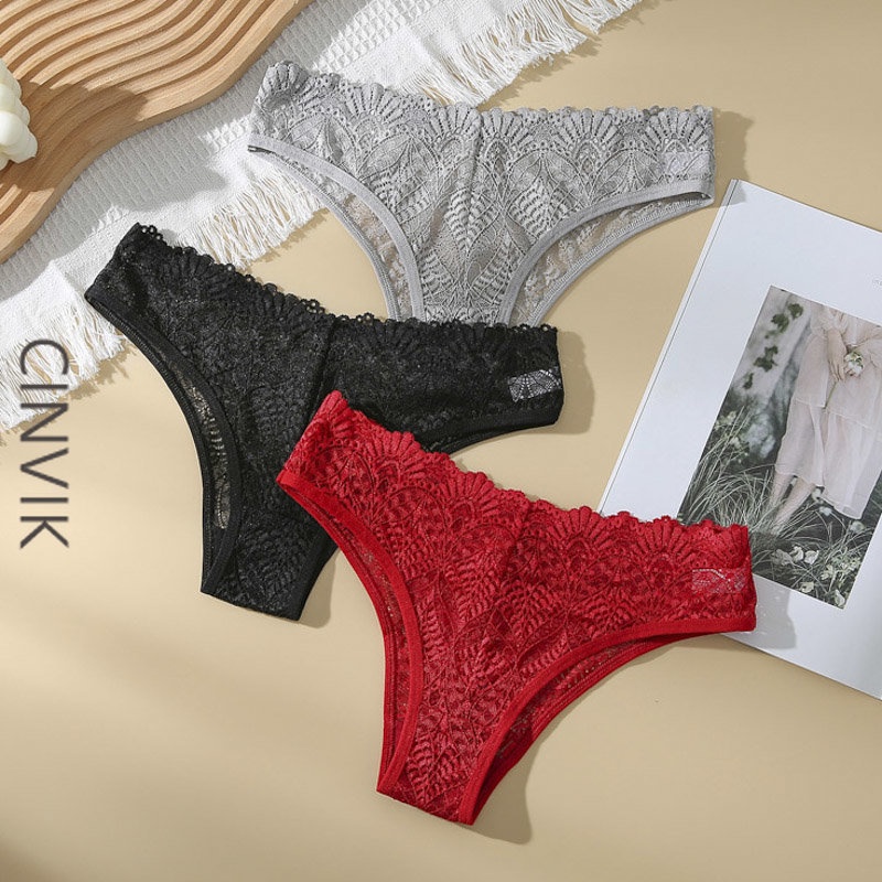 Cinvik Sexy Ladys Lace Panties Sexy Panties Thong Women Low Waist