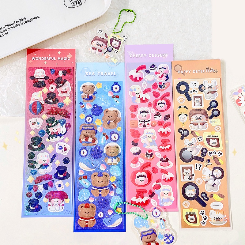 Cute Cartoon Pet Series 3D Laser Glitter Stickers Girl Diary Deco DIY ...
